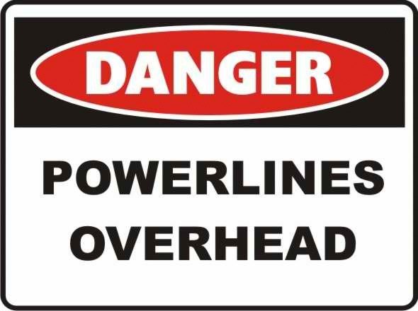 Danger Powerlines Overhead sign