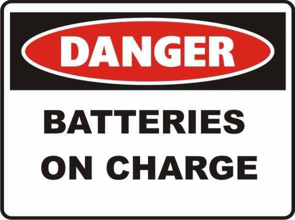 Danger Batteries on charge Sign